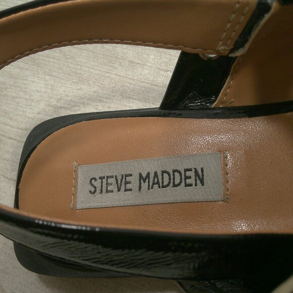 Steve Madden Graya Double Buckle Slingback Sexy Grunge Style Black Flats SZ 8.5 - Picture 5 of 12